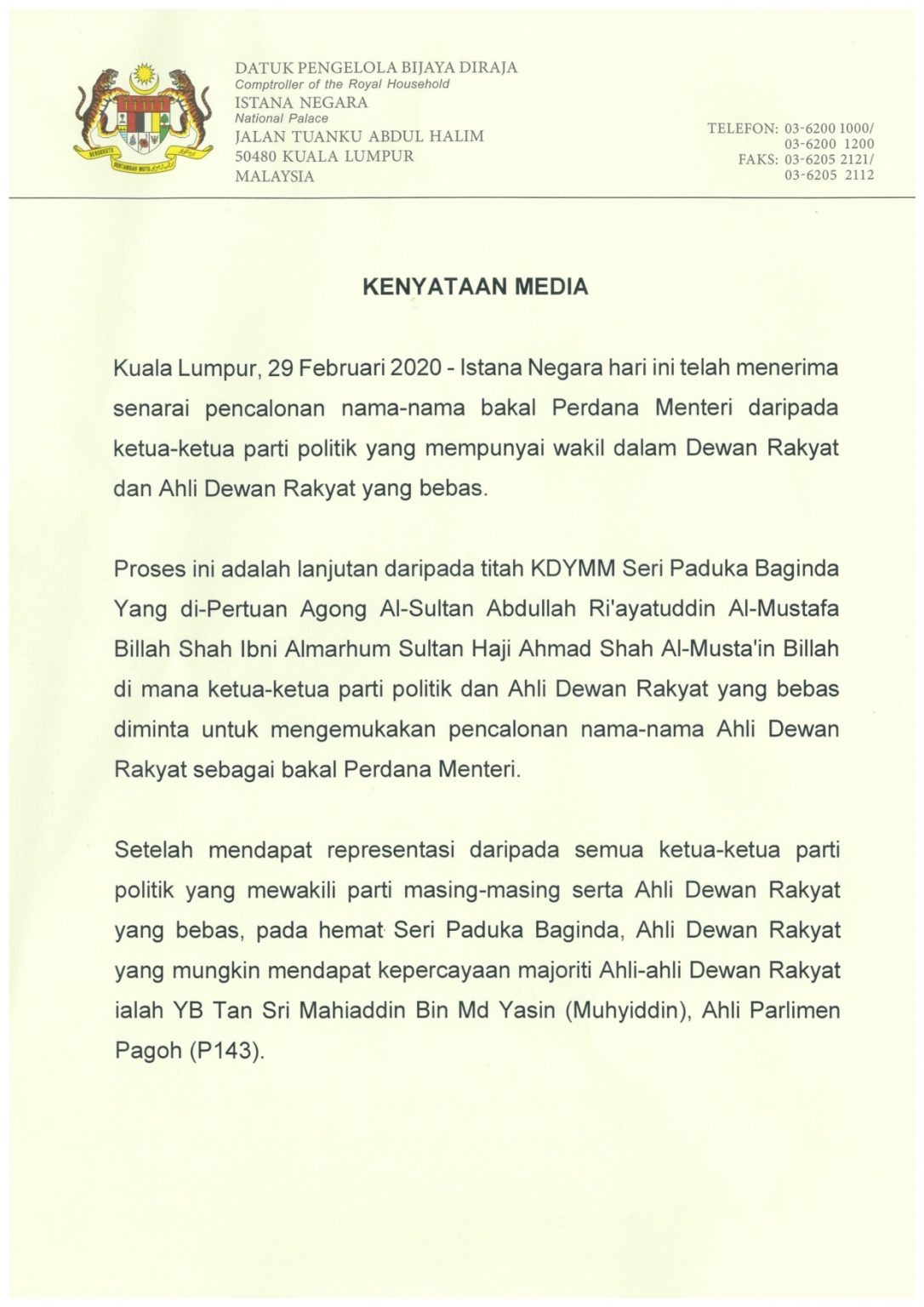 TAHNIAH: Muhyiddin Yassin Perdana Menteri Malaysia yang ke-lapan ...